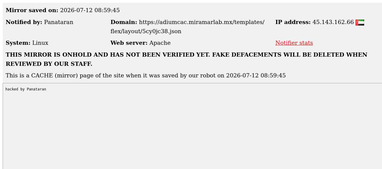 Panataran targets the website of Adium Centroamérica