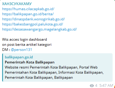 Alleged sale of webshell access to Badan Kesatuan Bangsa dan Politik Kota Palu