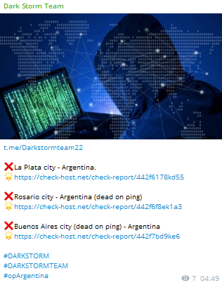 Dark Storm Team targets the website of Municipality of La Plata
