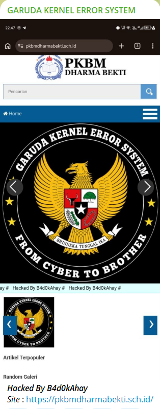 GARUDA KERNEL ERROR SYSTEM targets the website of PKBM Dharma Bekti