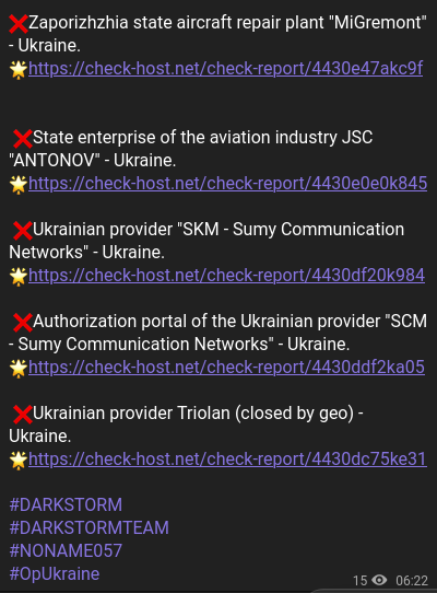 Dark Storm Team targets the website of Triolan