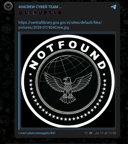 404Crew Cyber Team targets the website of Government of Goa