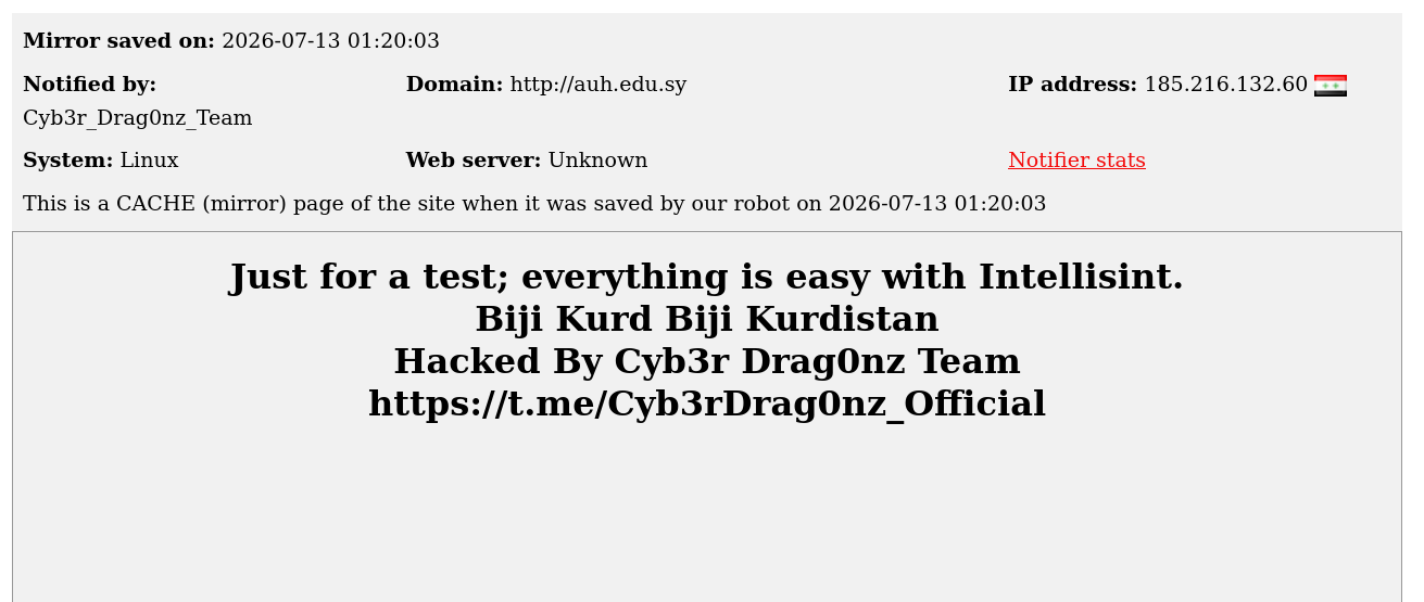 Cyb3r Drag0nz targets the website of Arab University for Science and Technology