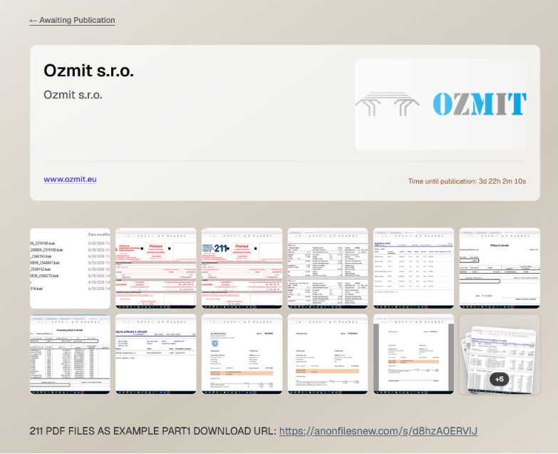 Ozmit s.r.o. falls victim to TITAN ransomware
