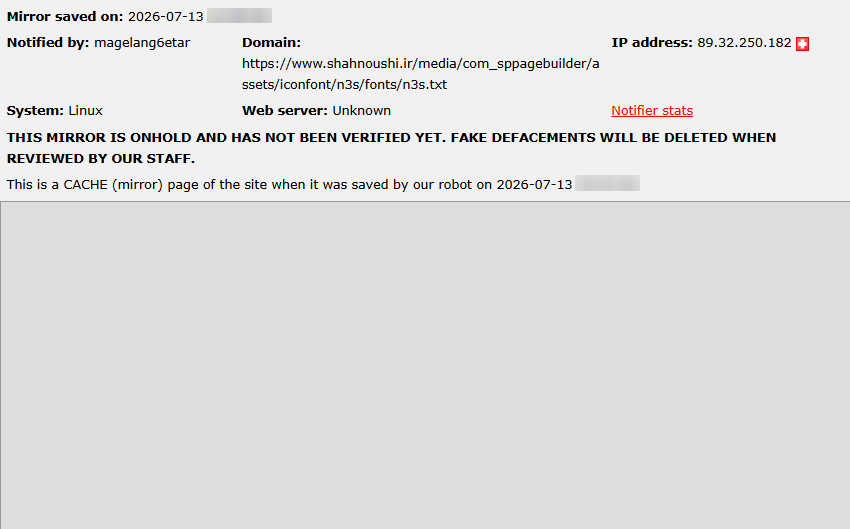 magelang6etar targets the website of Dr. Nasser Shahnoushi