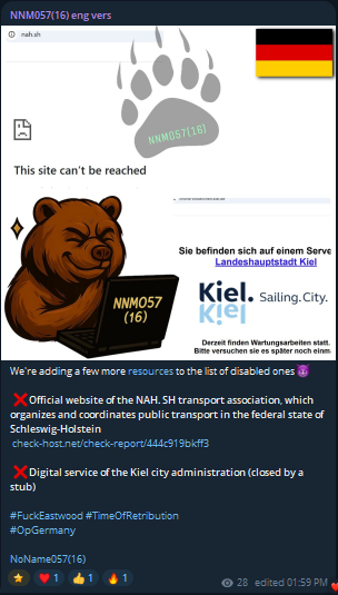 NoName057(16) targets the website of City of Kiel