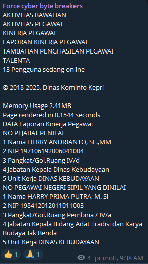 Alleged data breach of Dinas Komunikasi dan Informatika Provinsi Kepulauan Riau