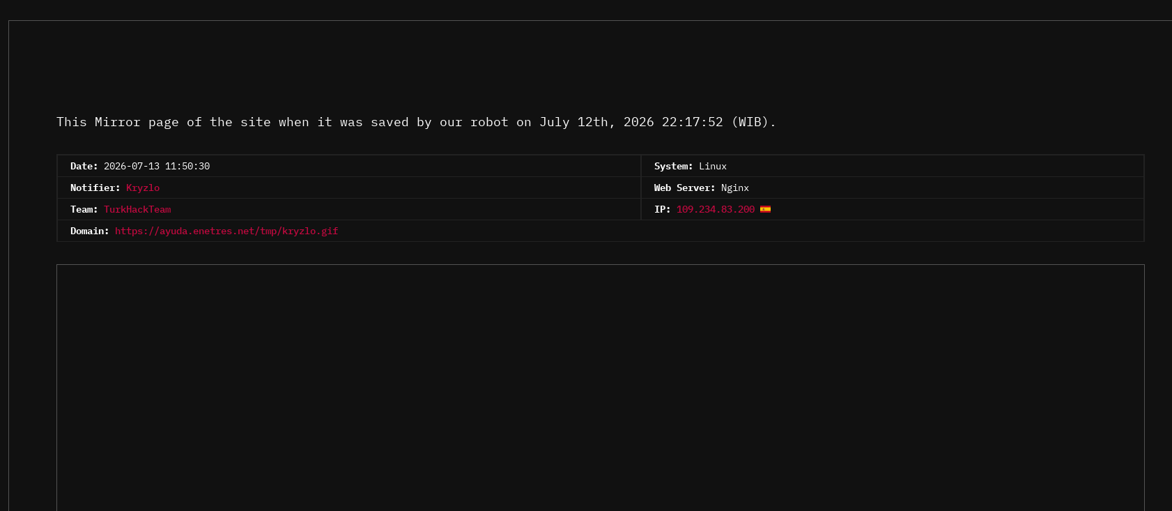 Kryzlo targets the website of Enetres