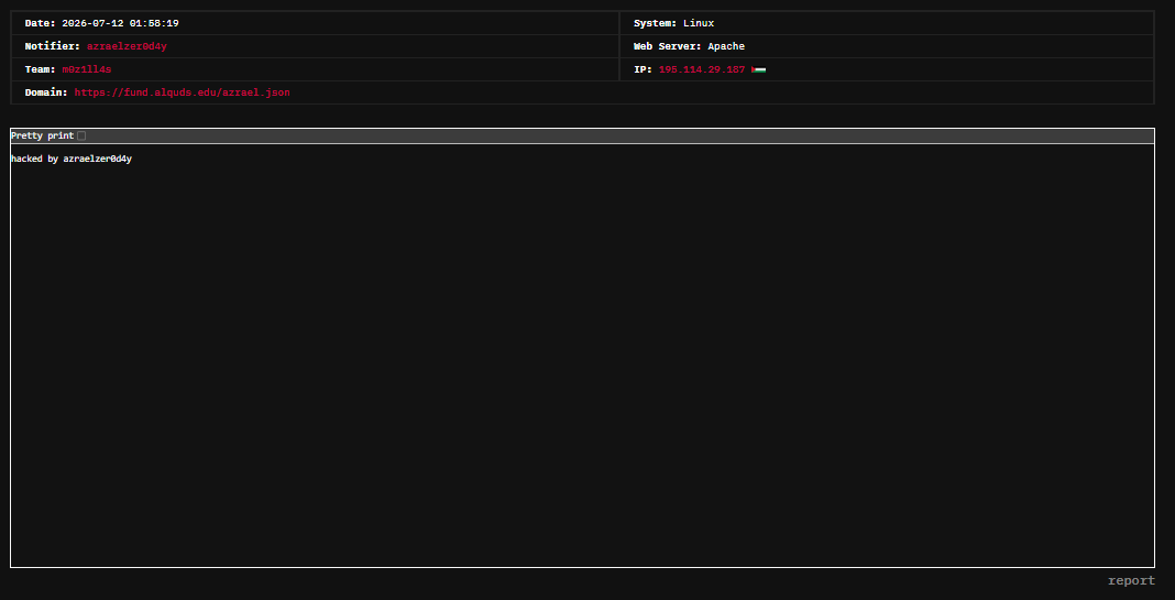 azraelzer0d4y targets the website of Al-Quds University