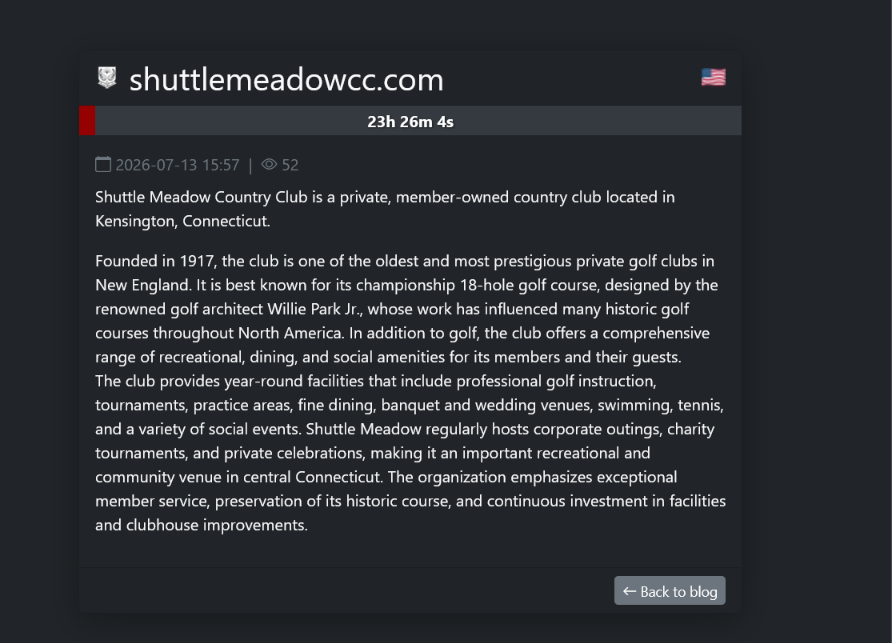 Shuttle Meadow Country Club, Inc falls victim to SAFEPAY ransomware