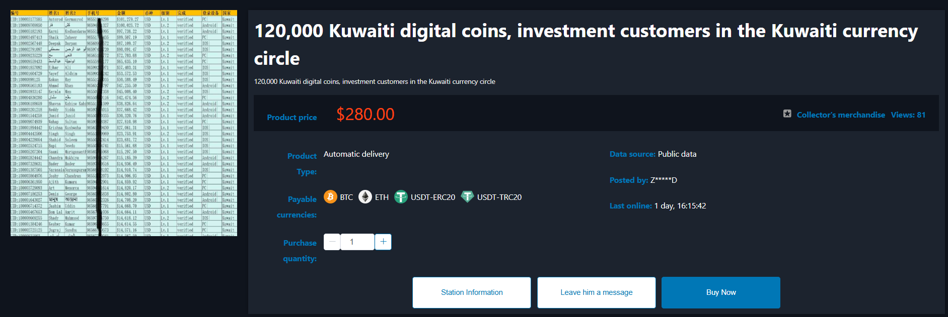 Alleged sale of Kuwaiti digital coins investors data