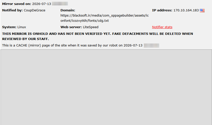 CoupDeGrace targets the website of BlackSoft