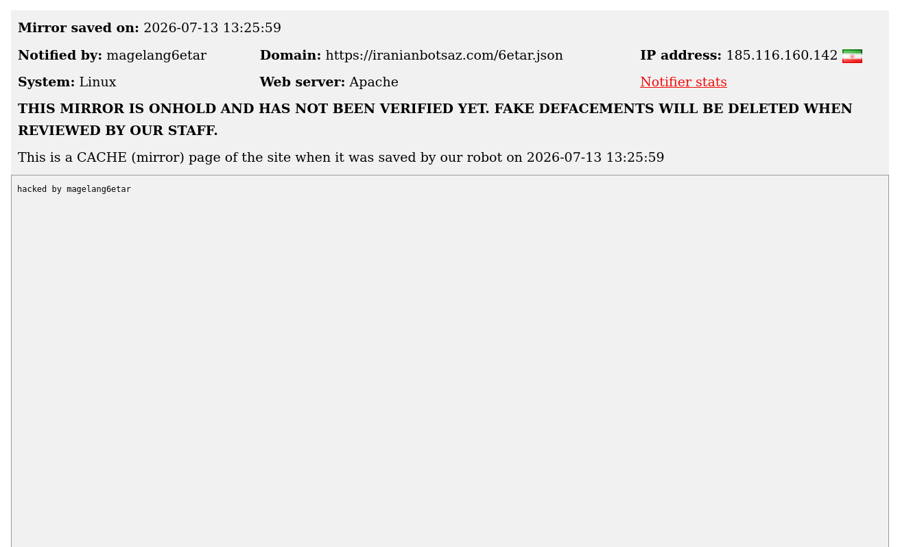 magelang6etar targets the website of IranianBotsaz