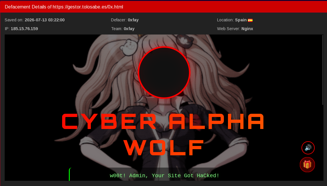0xfay targets the website of Tolosabe