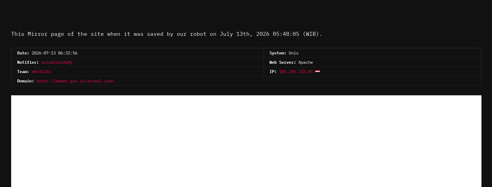 azraelzer0d4y targets the website of Ministry of Petroleum and Mineral Resources
