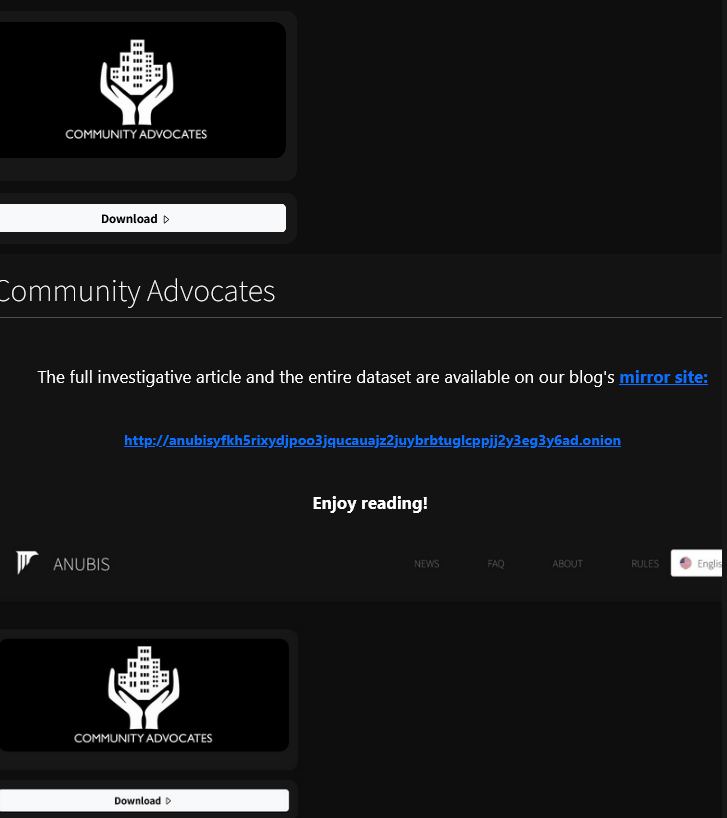 Community Advocates falls victim to ANUBIS Ransomware