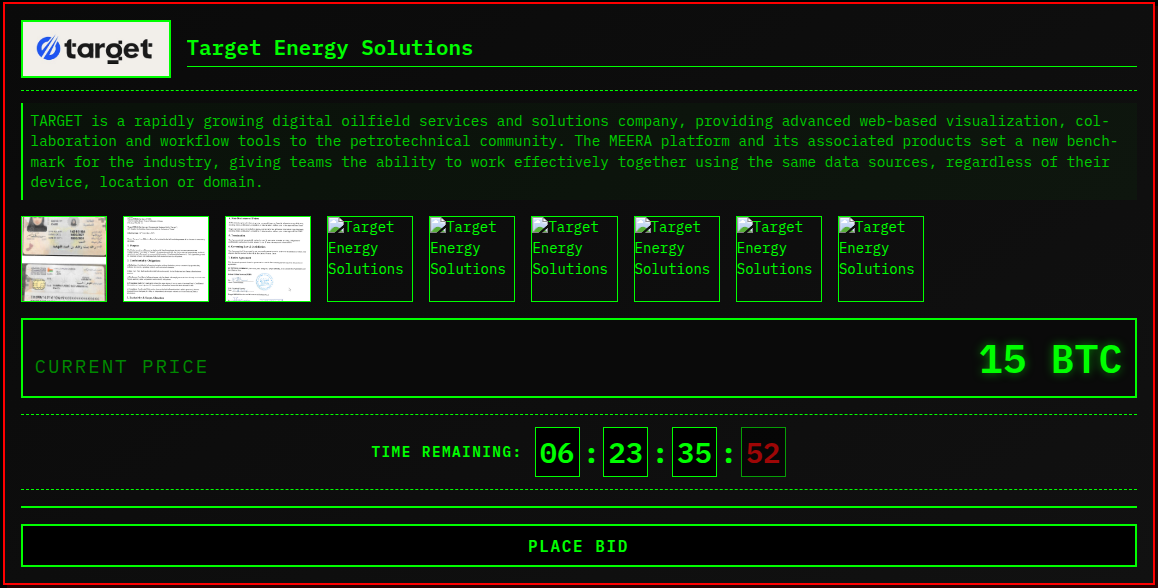Alleged data breach of TARGET Energy Solutions