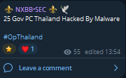 NXBB.SEC claims to target 25 Thai Government PCs