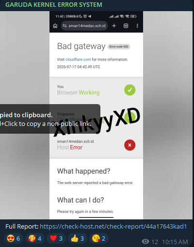 GARUDA KERNEL ERROR SYSTEM targets the website of SMA Negeri 14 Medan