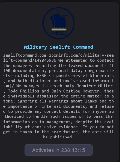 U.S. Navy’s Military Sealift Command falls victim to The Gentlemen ransomware