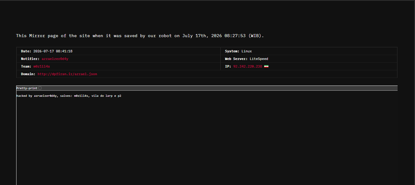 m0z1ll4s targets the website of Iranian Basic Science House