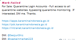 Alleged Sale of Web Shell Access to Indonesian Quarantine Agency