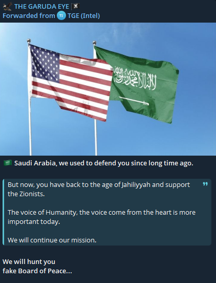 THE GARUDA EYE claims to target Saudi Arabia