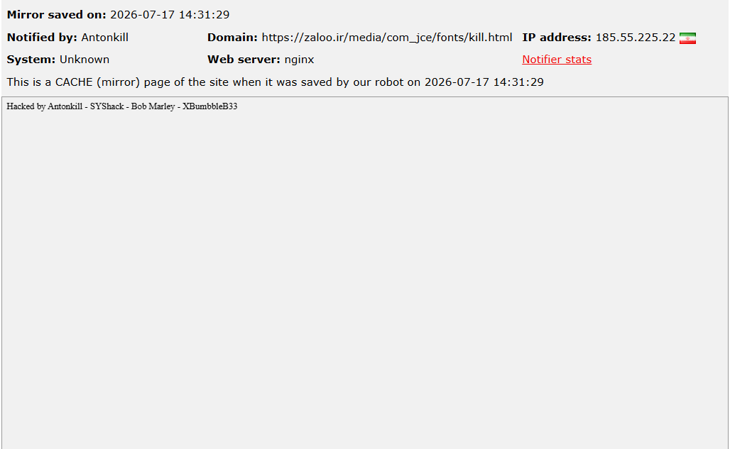 Antonkill targets the website of Zaloo