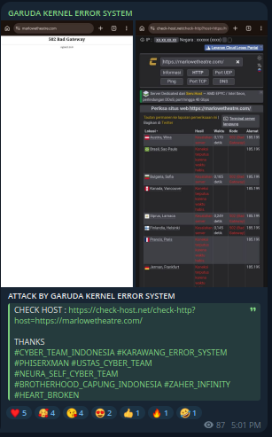 GARUDA KERNEL ERROR SYSTEM targets the website of The Marlowe Theatre