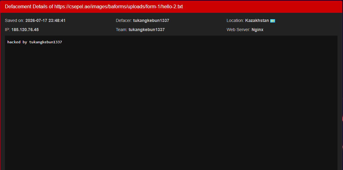 tukangkebun1337 targets the website of Csepel Group