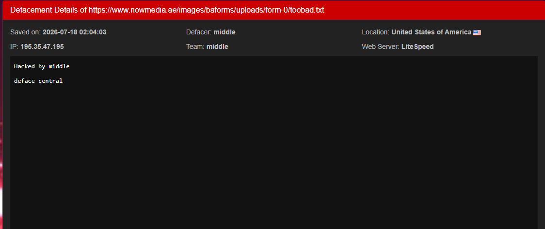 middle targets the website of Now Media