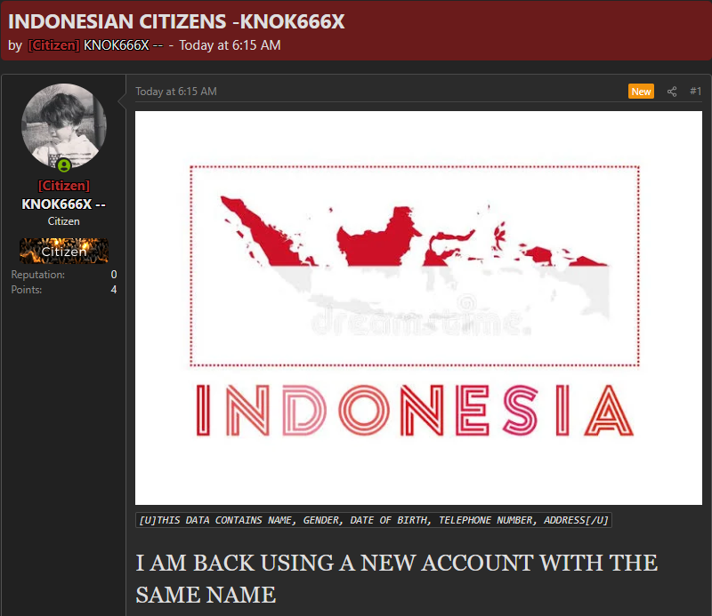 Alleged data leak of Indonesian Citizens