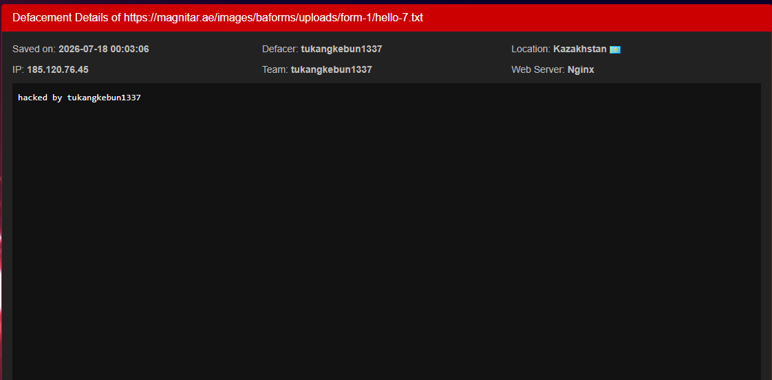tukangkebun1337 targets the website of Magnitar
