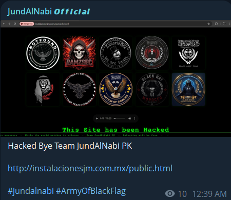 JundAlNabi Official targets the website of Instalaciones JM