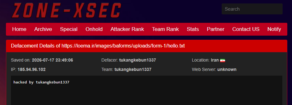 tukangkebun1337 targets the website of loema