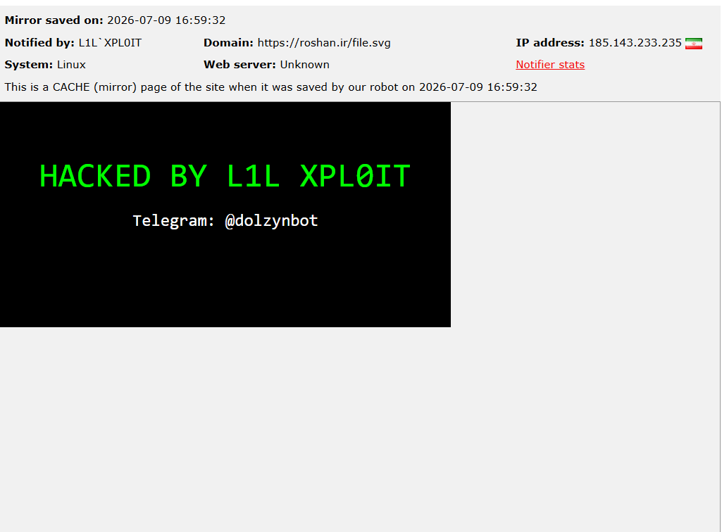 L1L`XPL0IT targets the website of Roshan Sanat