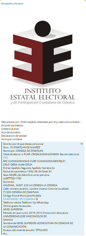 Alleged data breach of Instituto Estatal Electoral y de Participación Ciudadana de Oaxaca