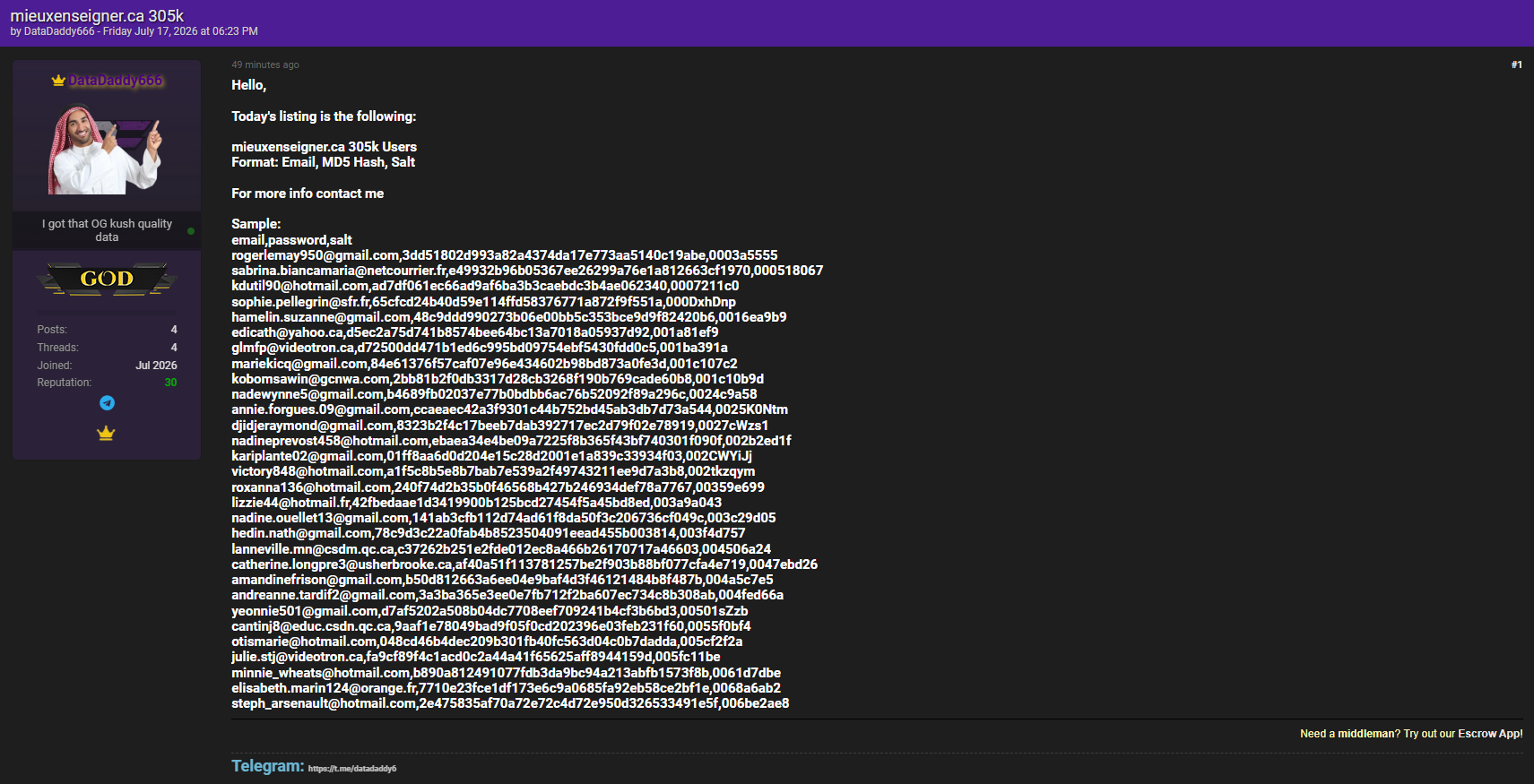 Alleged data breach of MieuxEnseigner