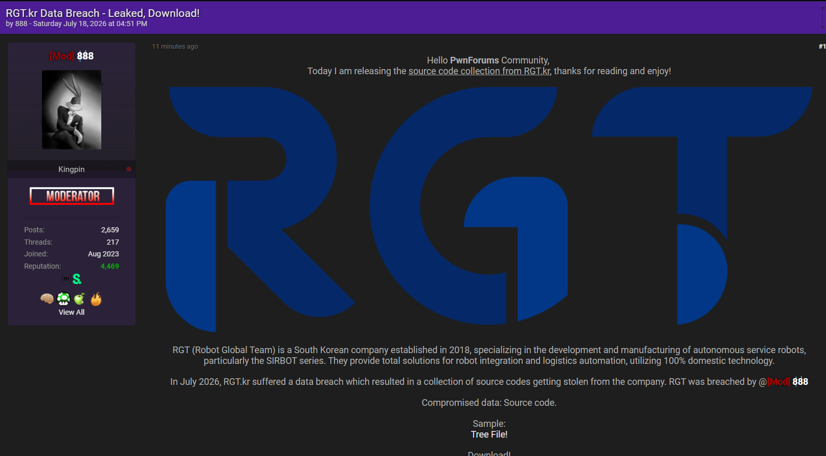Alleged Data Breach of RGT