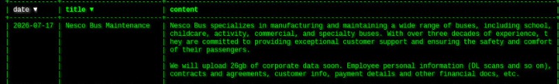 Nesco Bus Maintenance Falls Victim to Akira Ransomware
