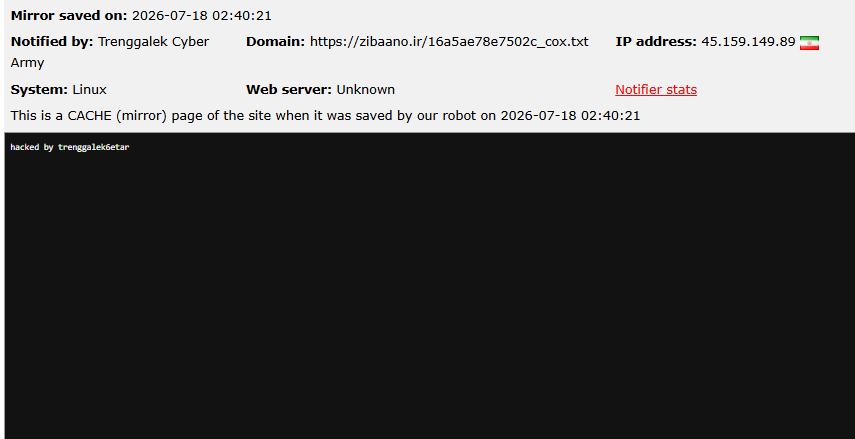 Trenggalek Cyber Army targets the website of Zibaano