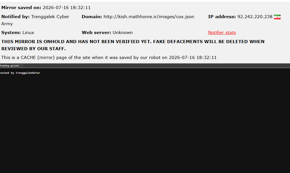 Trenggalek Cyber Army targets the website of Math Home