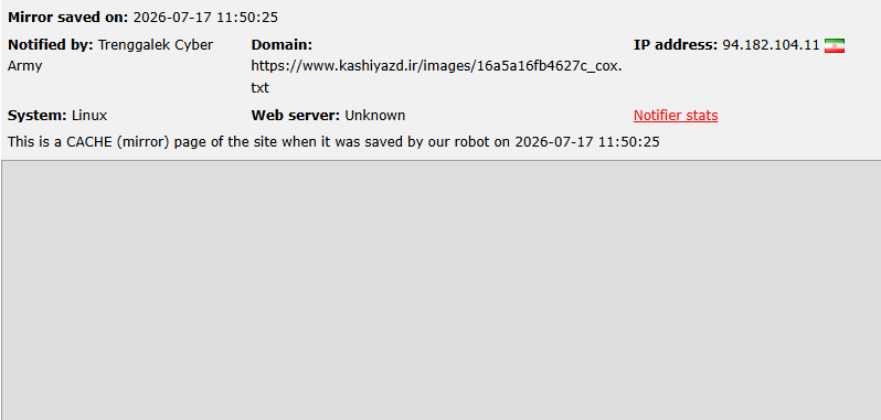 Trenggalek Cyber Army targets the website of Meybod Zardichin Ceramic Tile