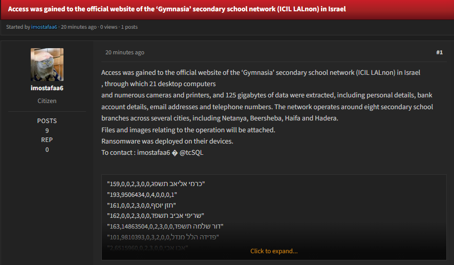 Alleged initial access to Gymnasia secondary school network