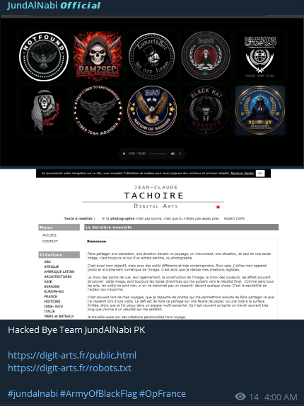 JundAlNabi Official targets the website of Digit Arts
