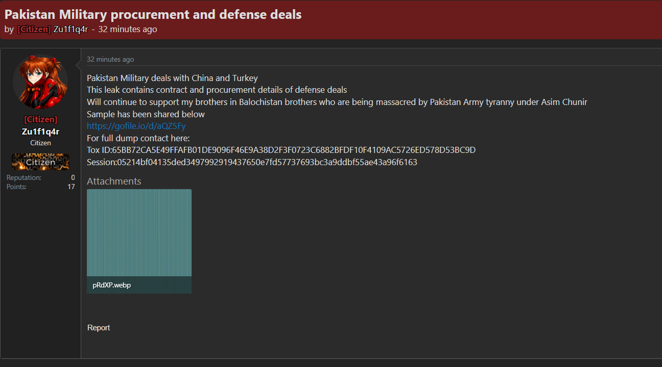 Alleged Leak of Pakistan Military procurement and defense deals documents