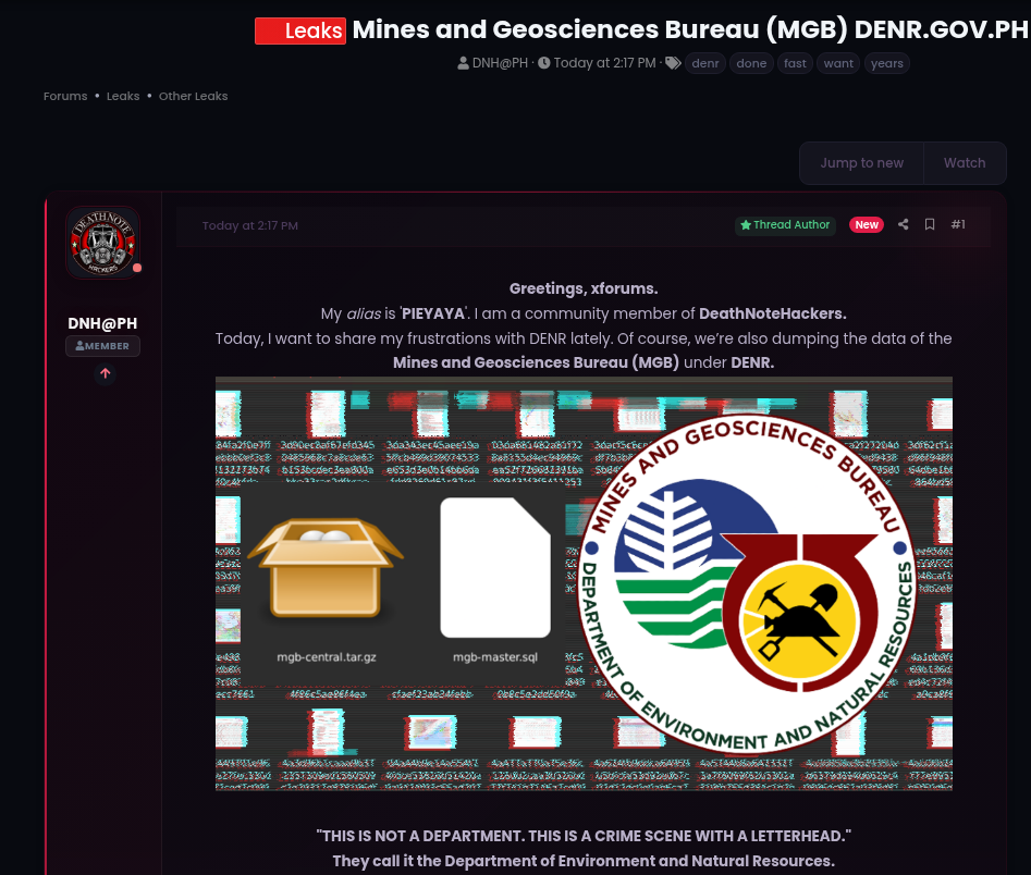 Alleged data breach of The Mines and Geosciences Bureau (MGB)