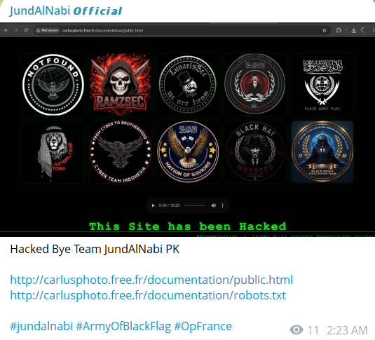 JundAlNabi Official targets the website of CARLUS PHOTO