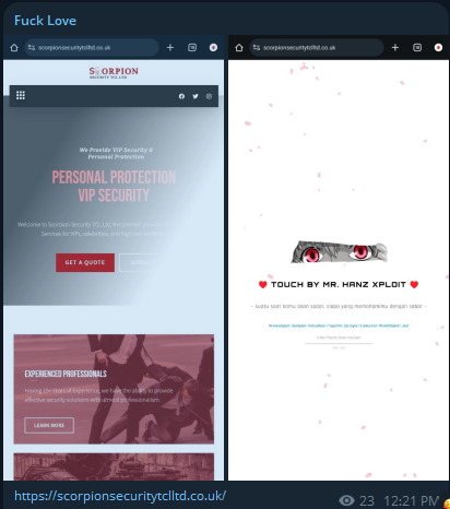 DeepCore Network targets the website of Scorpion Security TCL Ltd