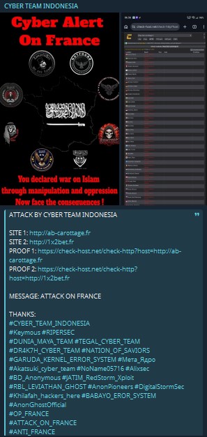 CYBER TEAM INDONESIA targets the website of AB Carottage